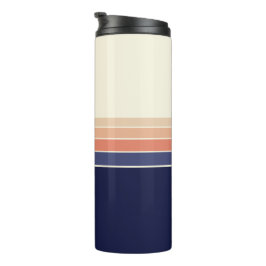 Garrafa Térmica Caneca de viagem com risca de pêssego e azul retro