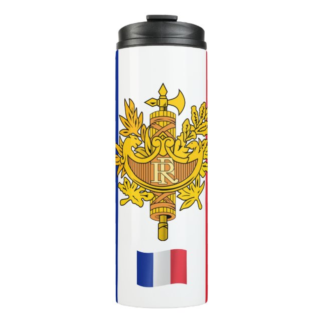 Garrafa Térmica Caneca de viagem da França, Bandeira Francesa patr (Frente)