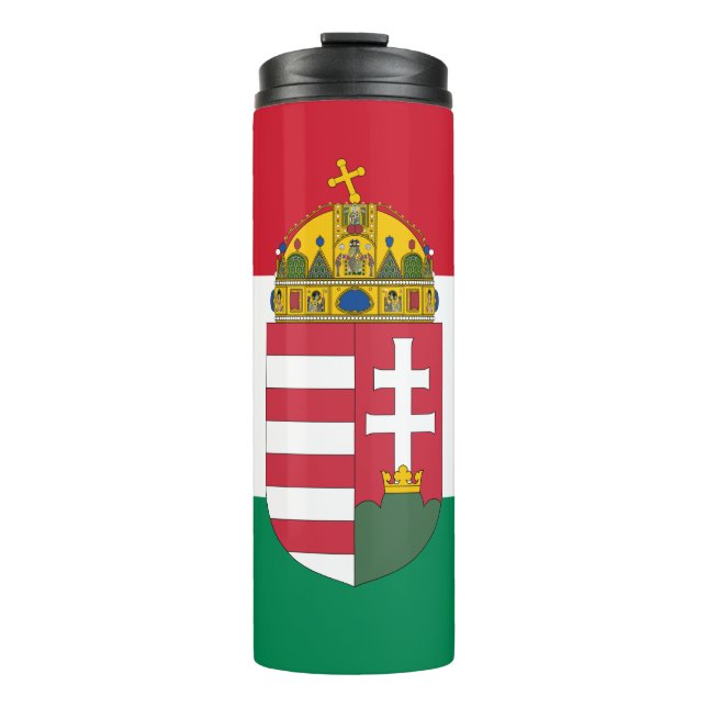 Garrafa Térmica Caneca de viagem da Hungria, bandeira húngara patr (Frente)