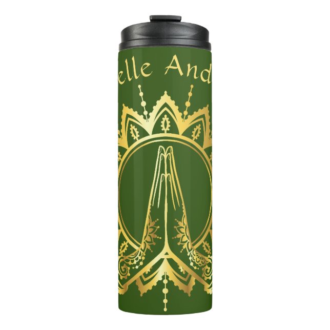 Garrafa Térmica Caneca de viagem de Mãos de Namaste (Frente)