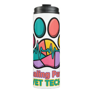 Garrafa Térmica Caneca de Viagem de Técnico Veterinário Patas de C
