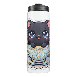 Garrafa Térmica Caneca de Viagem de Xícara de Chá Vintage de Gato