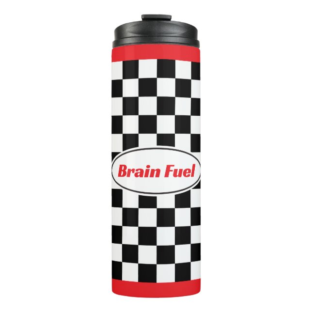 Garrafa Térmica Caneca de Viagem Divertida com Bandeira Xadrez de  (Frente)