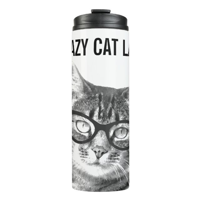 Garrafa Térmica Caneca de viagem do coletor térmico CRAZY CAT LADY (Frente)