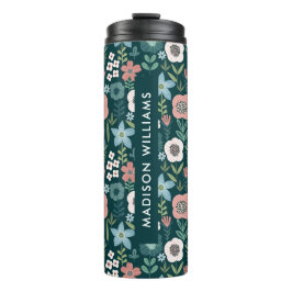 Garrafa Térmica Caneca de viagem Floral Personalizada com Nome