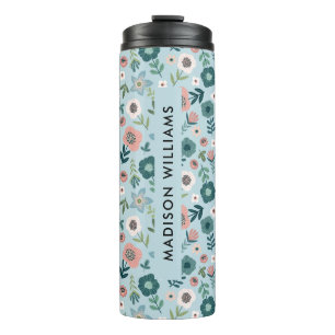 Garrafa Térmica Caneca de viagem Floral Personalizada com Nome