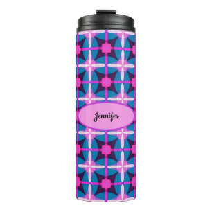 Garrafa Térmica Caneca de Viagem Geométrica Rosa, Roxa e Azul Retr