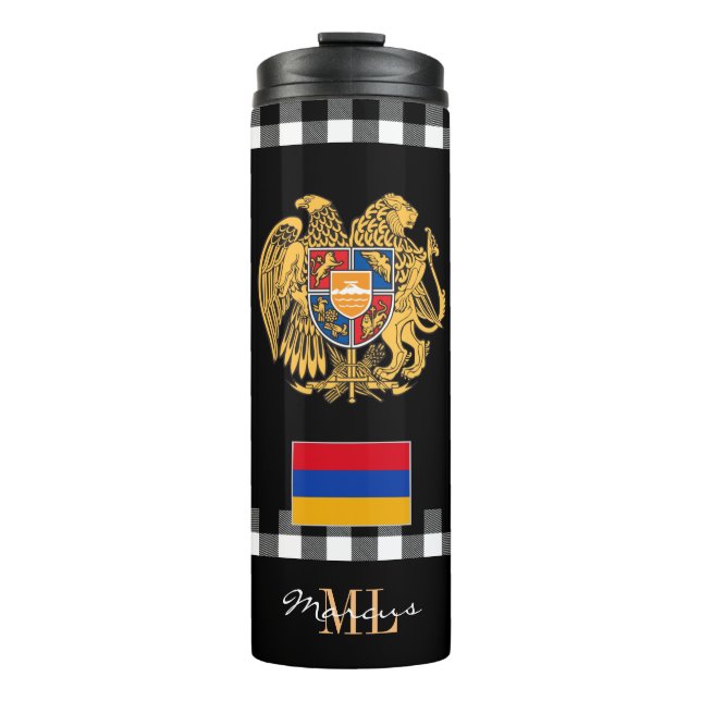 Garrafa Térmica Caneca de viagem Patriótica Armênia, Bandeira Armê (Frente)