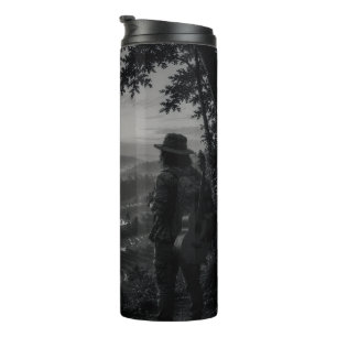 Garrafa Térmica Caneca de Viagem Viajante Preto e Branco do Vale d