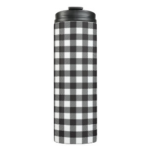 Garrafa Térmica Caneca de Viagem Xadrez Búfalo Preto e Branco