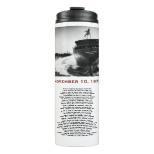 Garrafa Térmica Caneca do Edmund Fitzgerald com Nomes da Tripulaçã