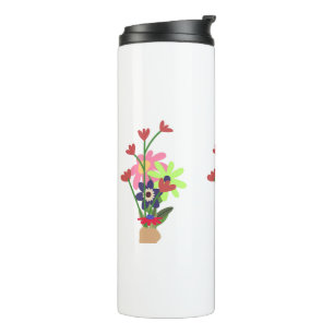 Garrafa Térmica caneca floral 