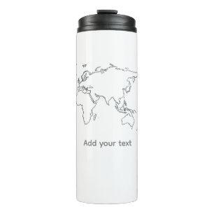 Garrafa Térmica Caneca Mapa Mundial Minimalista – Estética de Viag