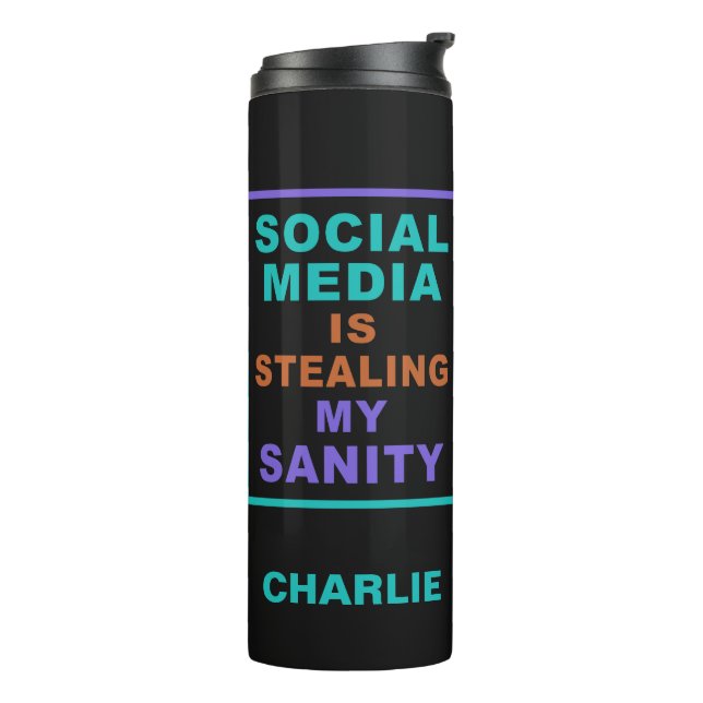 Garrafa Térmica Caneca personalizada engraçada “Redes Sociais” (Giro à esquerda)