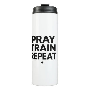 Garrafa Térmica Caneca Pray Train Repeat – Motivação Cristã para F