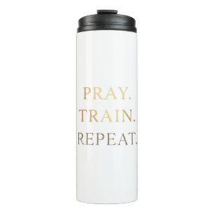Garrafa Térmica Caneca Pray Train Repeat – Motivação Cristã para F