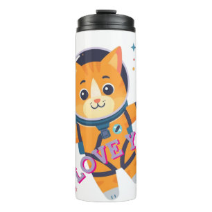 Garrafa Térmica Caneca Térmica de Gato Astronauta "Eu Te Amo"