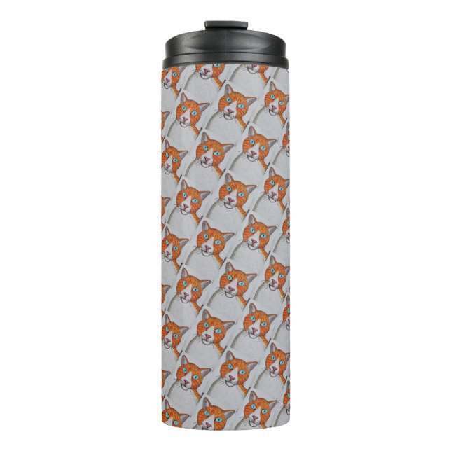 Garrafa Térmica Caneca Térmica de Gato Gengibre e Branco (Frente)