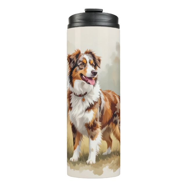 Garrafa Térmica Cão Australian Shepherd Red Merle Aussie (Frente)