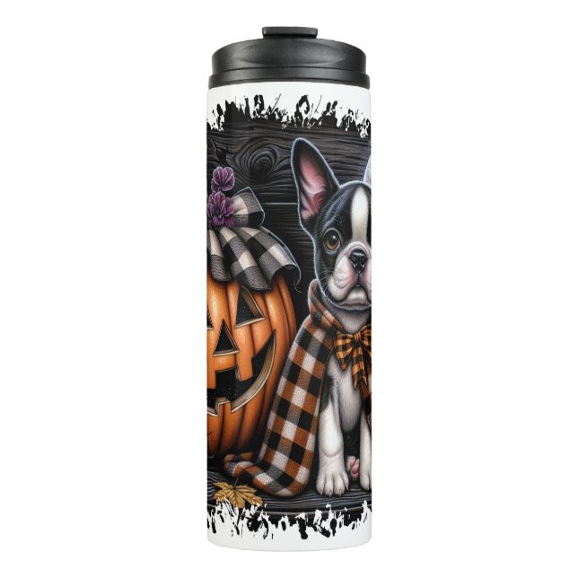 Garrafa Térmica Cão Boston Terrier Halloween (Frente)
