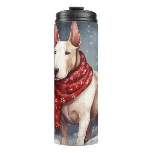 Garrafa Térmica Cão Bull Terrier na Neve Natal 