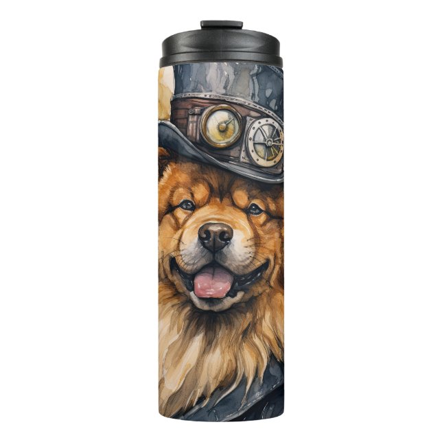 Garrafa Térmica Cão Chow Chow Steampunk (Frente)