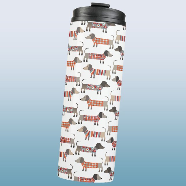 Garrafa Térmica Cão de Enchimento (Dachshund Wiener Sausage Dog thermal tumbler water bottle)