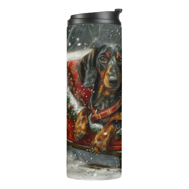 Garrafa Térmica Cão de Natal Festivo (Giro à esquerda)