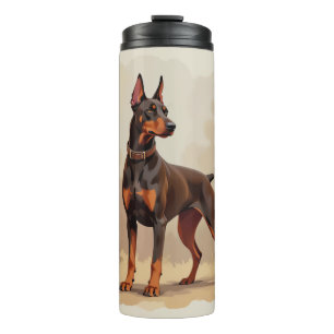 Garrafa Térmica Cão Doberman Pinscher Marrom Ferrugem Vermelho