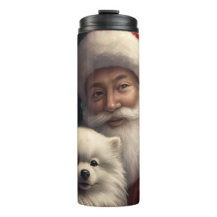 Garrafa Térmica Cão Esquimó Americano com Papai Noel Natal Festivo