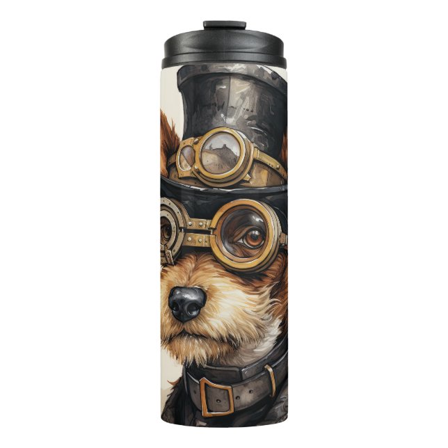 Garrafa Térmica Cão Fox Terrier Steampunk (Frente)