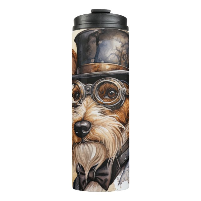 Garrafa Térmica Cão Fox Terrier Steampunk (Frente)
