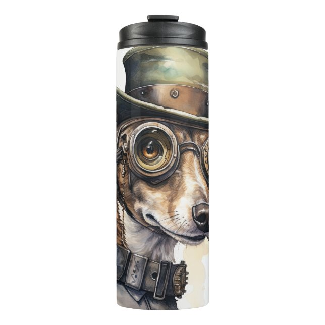 Garrafa Térmica Cão Greyhound Steampunk (Frente)