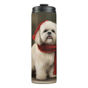 Garrafa Térmica Cão Lhasa Apso na Neve Natal