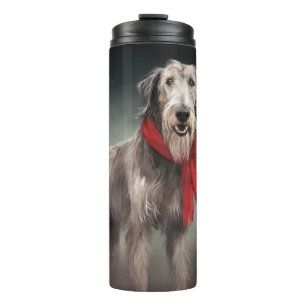 Garrafa Térmica Cão lobo na neve de Natal