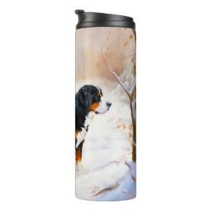 Garrafa Térmica Cão Montanhês Bernês Natal Neve