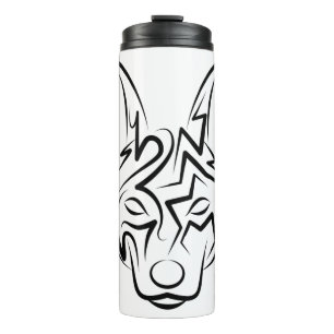 Garrafa Térmica Cão Negro e Tribal Branco
