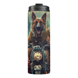 Garrafa Térmica Cão Pastor Belga Andando de Motocicleta Natal