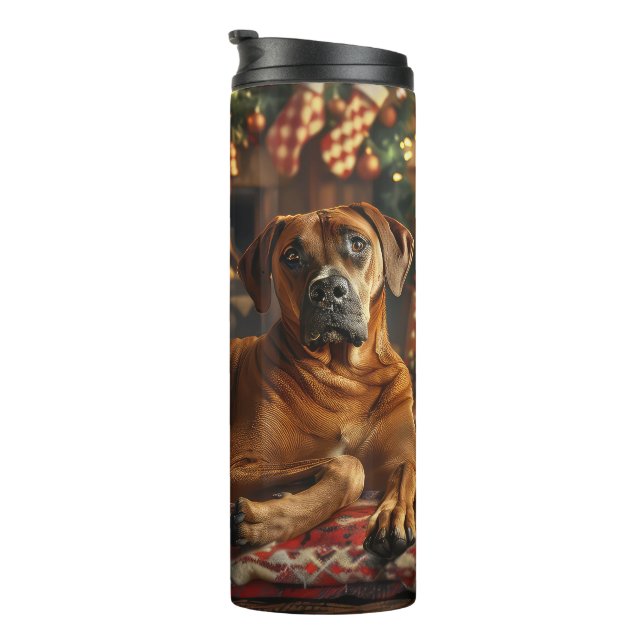 Garrafa Térmica Cão Ridgeback da Rodésia Natal Festivo (Rotação à direita)