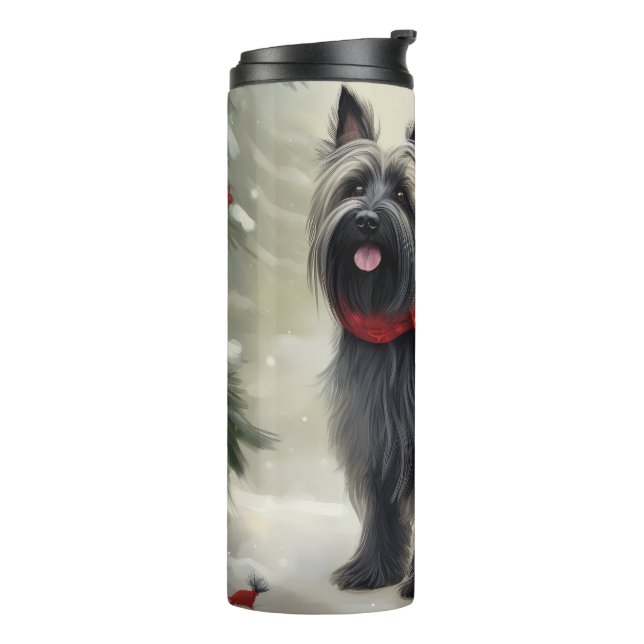 Garrafa Térmica Cão Skye Terrier na neve Natal  (Giro à esquerda)