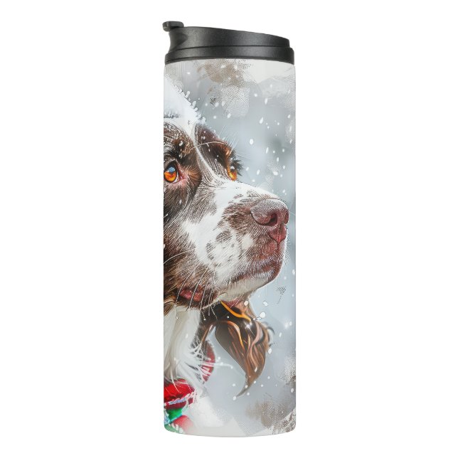 Garrafa Térmica Cão Springer Spaniel Natal Festivo (Rotação à direita)
