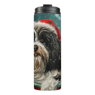 Garrafa Térmica Cão Terrier Tibetano Natal Festivo