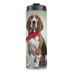 Garrafa Térmica Cão Treeing Walker Coonhound na Neve Natal