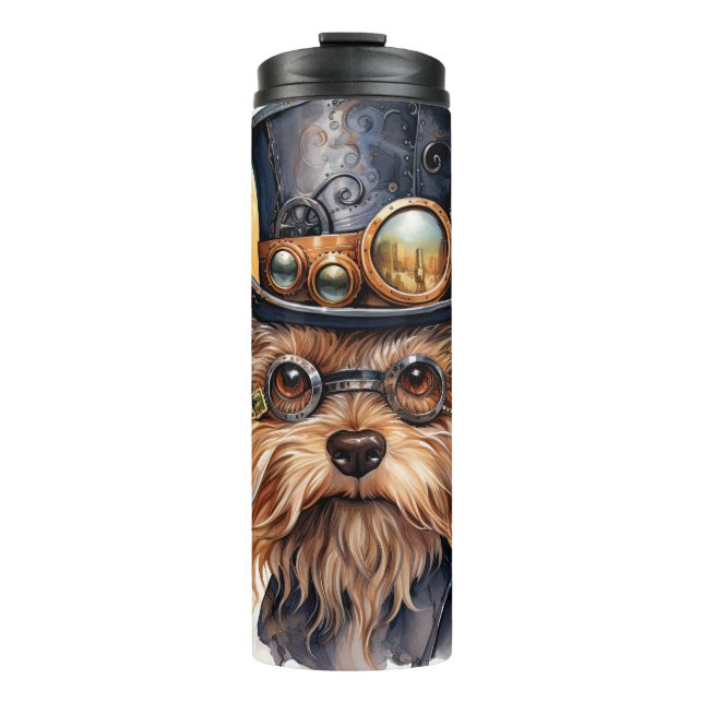 Garrafa Térmica Cão Yorkshire Terrier Steampunk (Frente)