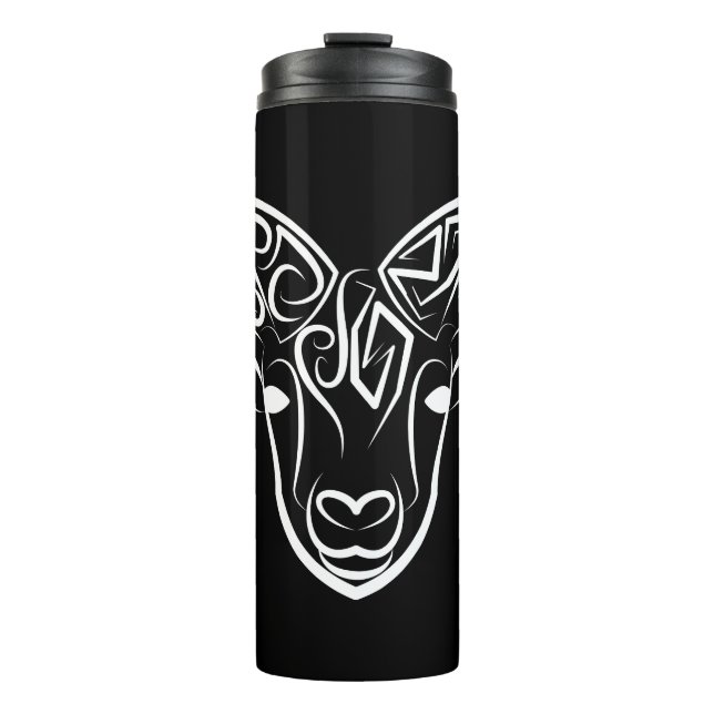 Garrafa Térmica Capim/ovelha, tribal, preto e branco (Frente)