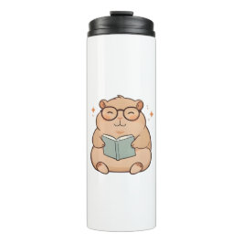 Garrafa Térmica Capivara Lendo com Óculos Design Kawaii