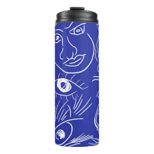 Garrafa Térmica Cara de beleza: desenho de uma linha.