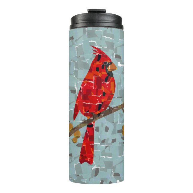 Garrafa Térmica Cardinal Vermelho, o pássaro do Natal (Frente)