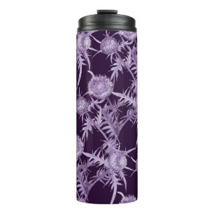 Garrafa Térmica Cardo padrão de flor violeta