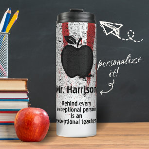 Garrafa Térmica Carimbo de Maçã Grunge Nome Personalizado Citação 